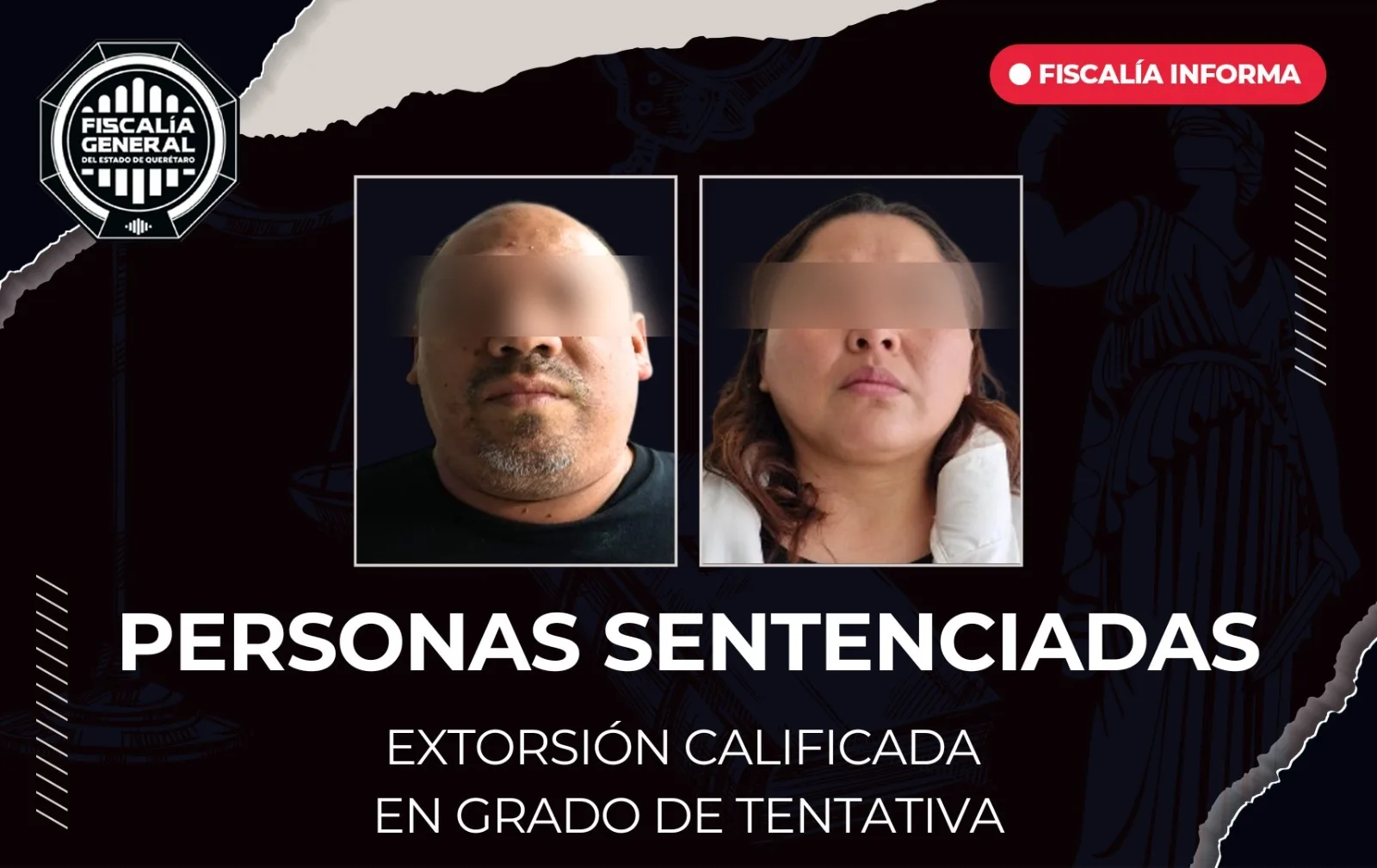 Sentenciada a más de 3 años de prisión a la pareja que amenazó y exigió 4 MDP a un vecino de Loma Linda en SJR.