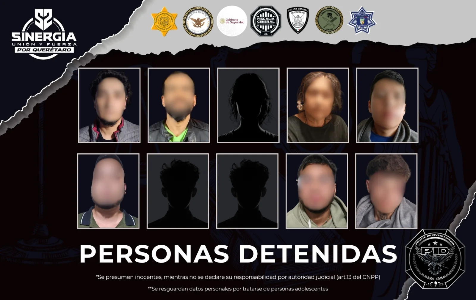 Fiscalía ejecutó 10 cateos en distintos municipios de Querétaro;  hay 10 personas detenidas.