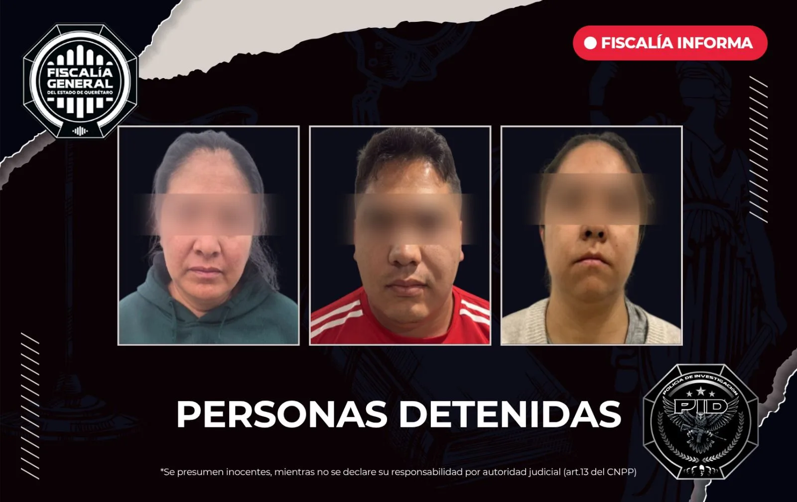 Fiscalía detiene a 3 personas relacionadas con fraudes por medio de documentos falsos y usurpación de profesiones.
