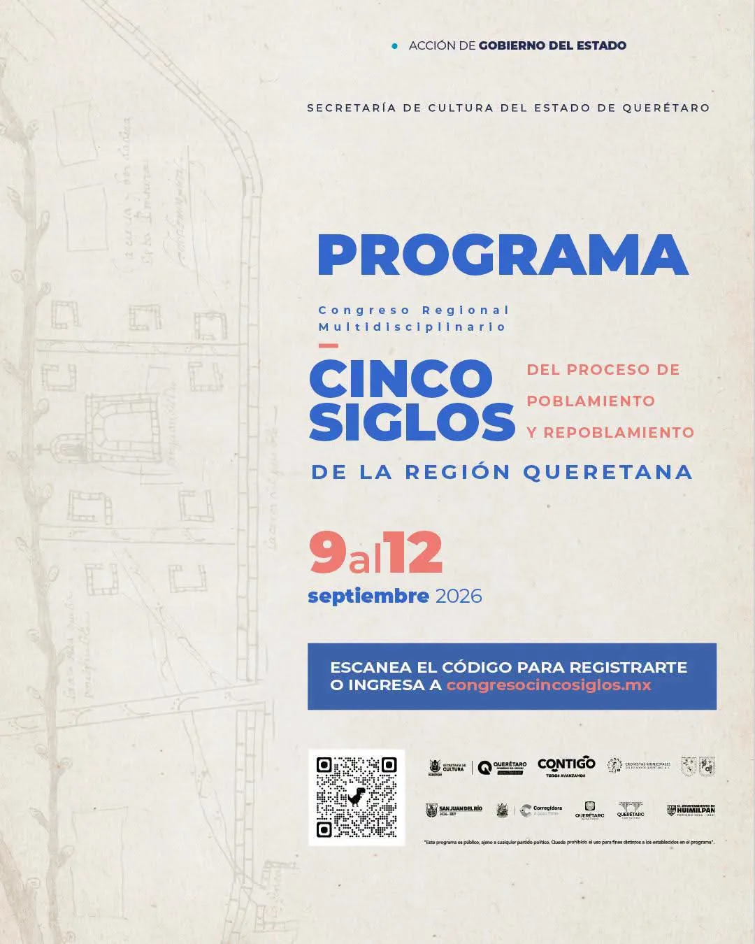 Anuncian el “Congreso Regional Multidisciplinario Cinco Siglos del Proceso de Poblamiento y Repoblamiento de la Región Queretana”.