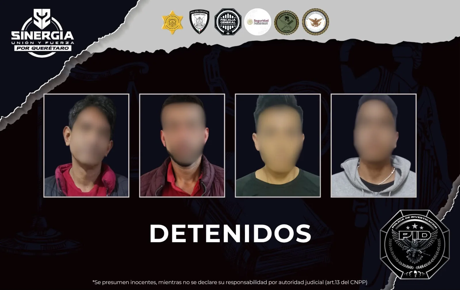 4 personas fueron detenidas en el municipio de Querétaro; tras 7 cateos simultáneos