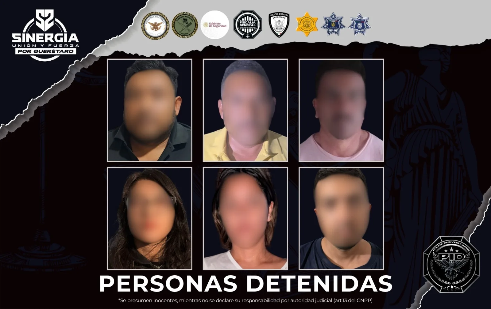 Ejecutan 7 cateos en Colón, Querétaro y SJR; hay 6 personas detenidas.