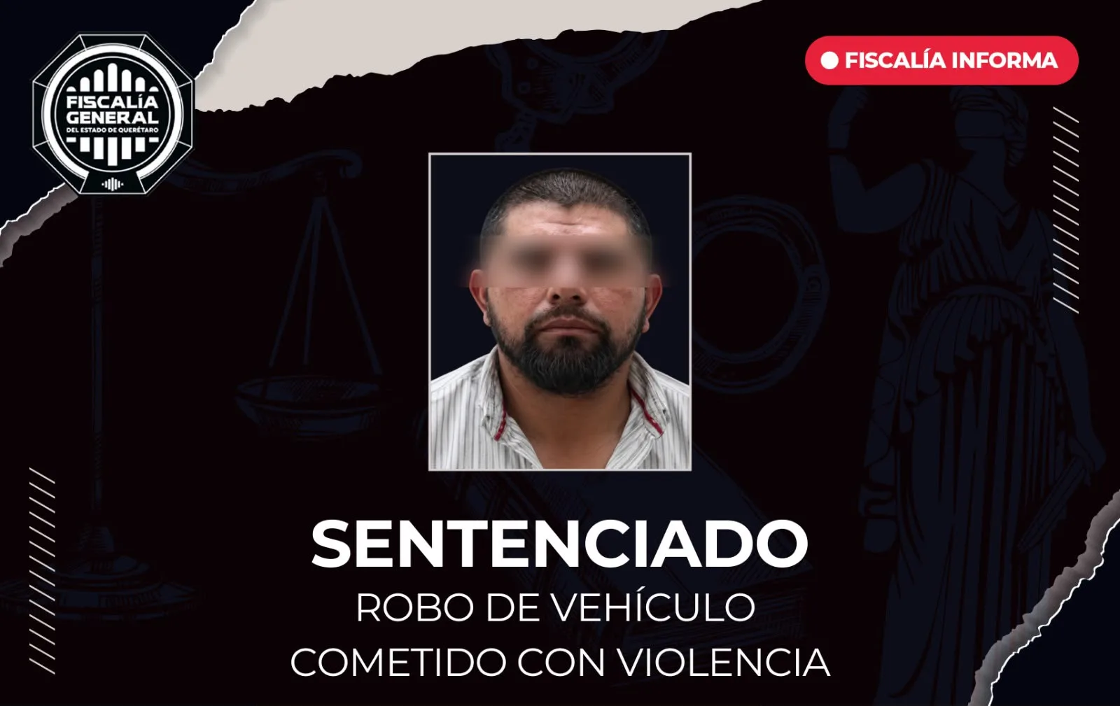 Sentenciado a 4 años 6 meses  de prisión por robarse un vehículo con "lujo" de violencia