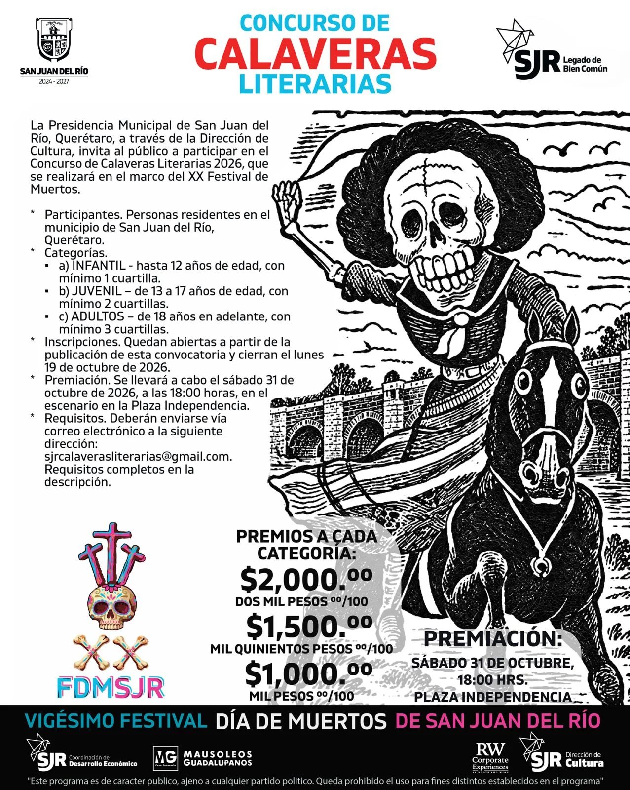 SJR invita a participar en los Concursos del 20º Festival de Día de Muertos 2026.