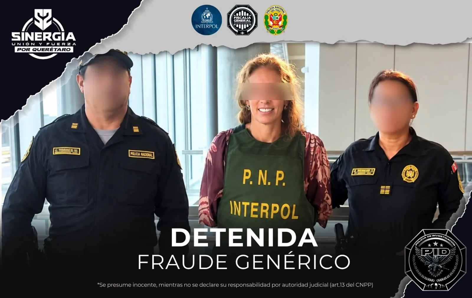 Detienen en Perú a María “N”, requerida en Querétaro por fraude genérico.