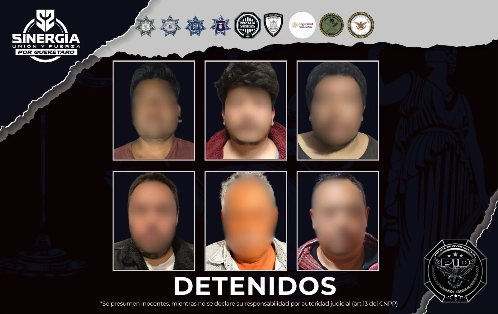 Cateos en cuatro municipios  de Querétaro dejan 6 personas detenidas; hay aseguramiento de narcótico y arma de fuego.