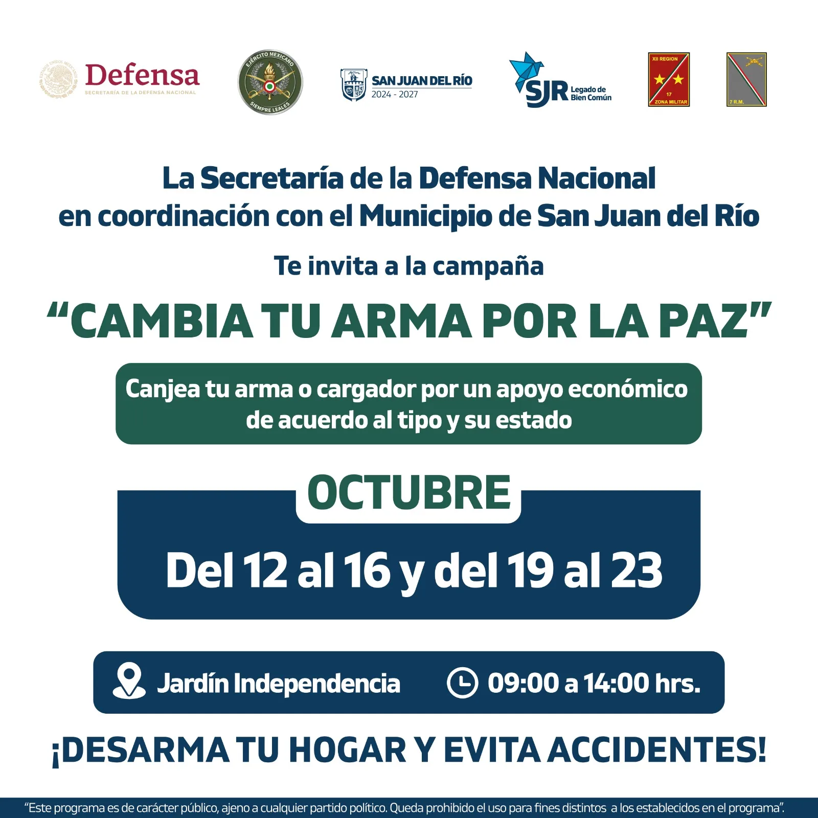 Anuncian campaña de canje “Cambia Tu Arma Por La Paz” en SJR