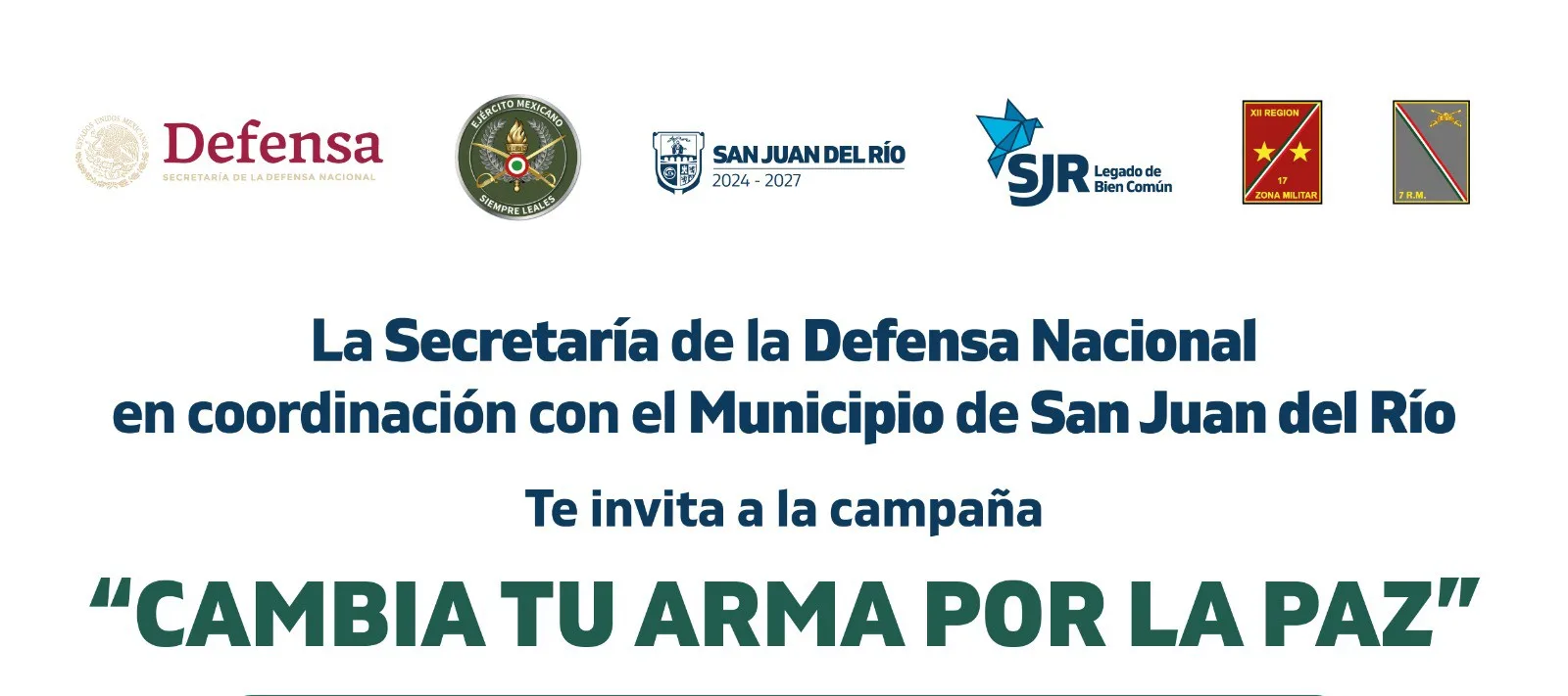 Anuncian campaña de canje “Cambia Tu Arma Por La Paz” en SJR