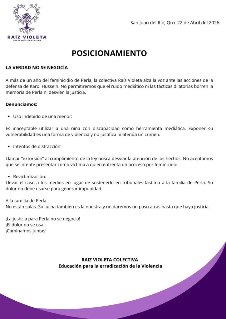 Feministas aseguran que familia de Karol Hussein, trata de desviar la atención; en el caso del Feminicidio de Perla Citlali