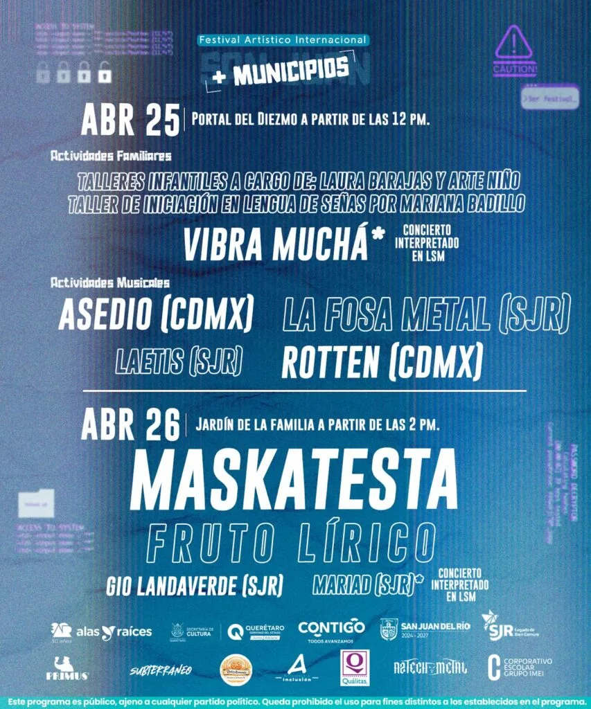 Maskatesta estará el próximo Domingo en el Jardín de La Familia; durante el Festival Artístico Internacional San Juan 2026