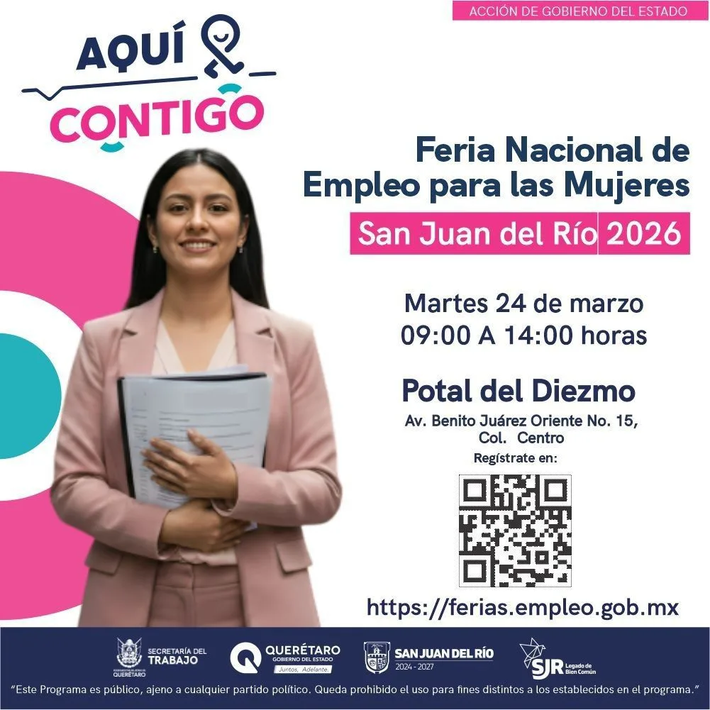 Todo listo para la Feria Nacional de Empleo para Mujeres en San Juan del Río, el próximo martes 24 de Marzo.