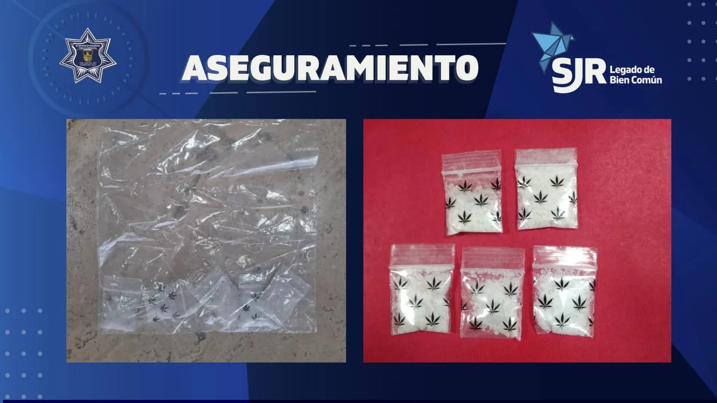Los atraparon en la Colonia Arcos del Sol, en SJR; con varias dosis de droga.