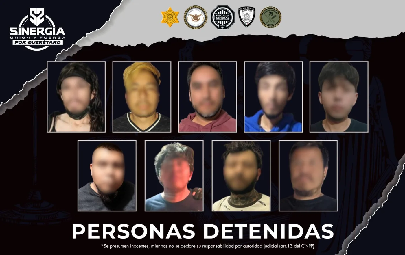 Fiscalía ejecuta 11 cateos en Querétaro SJR y Pinal de Amoles; 9 personas detenidas.