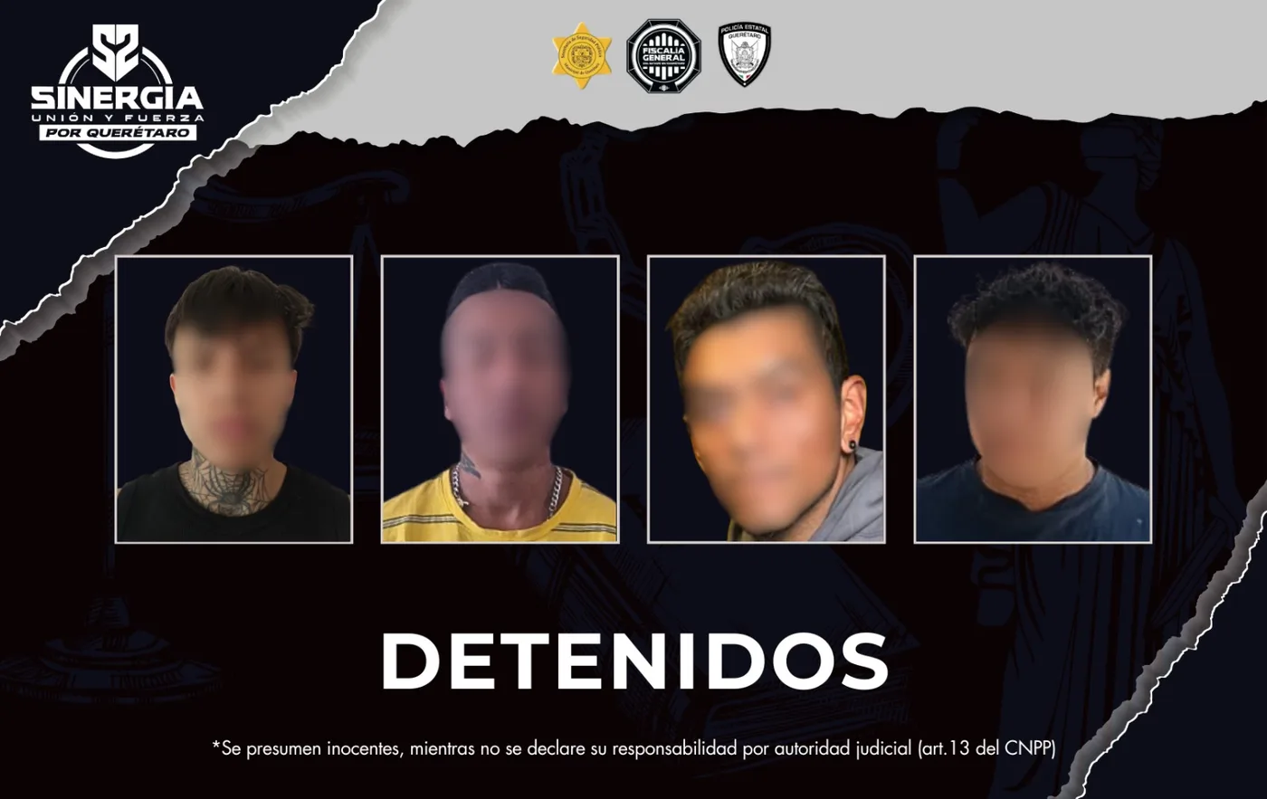 Cateos en la Capital Queretana dejan 4 detenidos; se aseguran narcóticos y documentos.