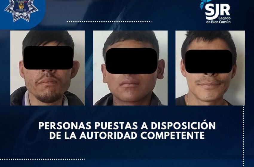  Policía Municipal detiene a tres personas por robo a transeúnte.