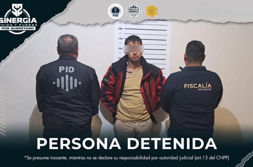 Detienen en Querétaro a sujeto que habría cometido un asesinato en Michoacán.
