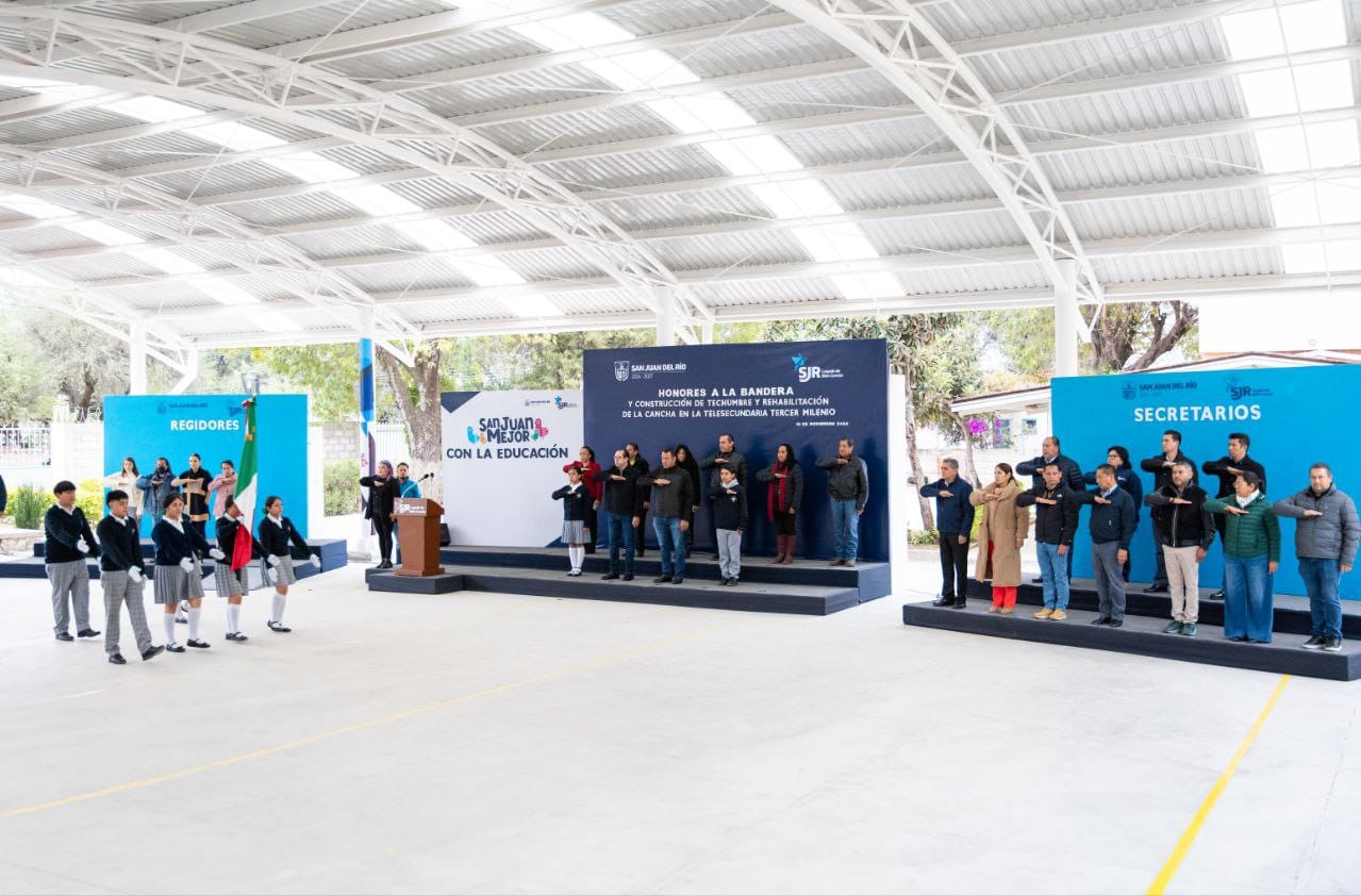 Obras en 70 Planteles Educativos en SJR. Hoy tocó turno en la telesecundaria de Senegal de Las Palomas, inversión de 2.2 mdp.